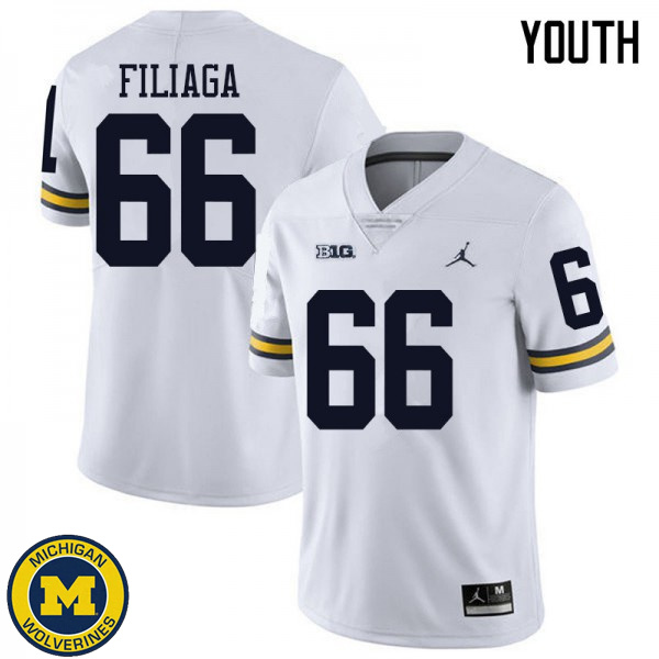 Youth University of Michigan #66 Chuck Filiaga White Jordan Brand NCAA Football Jersey